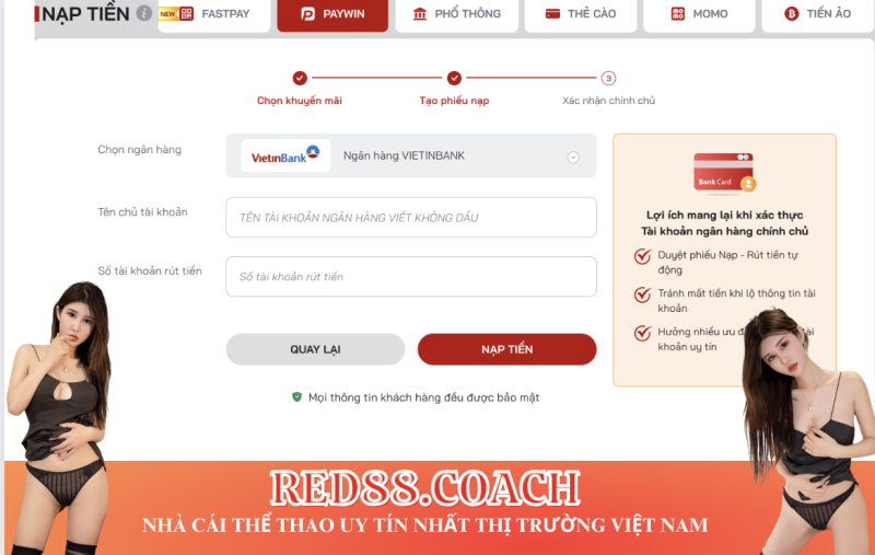 Cách nạp tiền Red88 qua Paywin