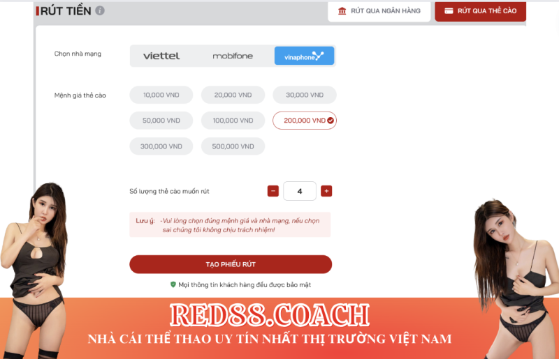 rút tiền Red88 bằng thẻ cào